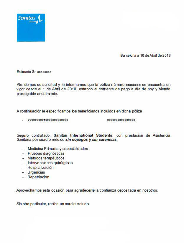 certificado médico para visa de estudiante españa
