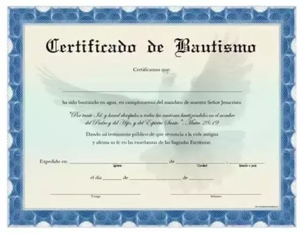 certificado de bautismo
