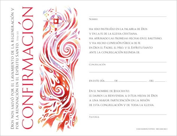 certificado de confirmación