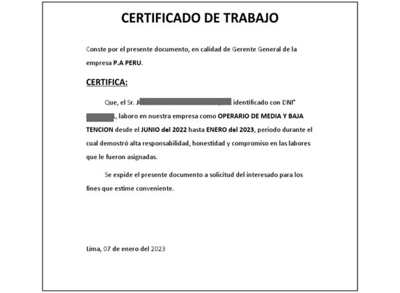 certificado laboral