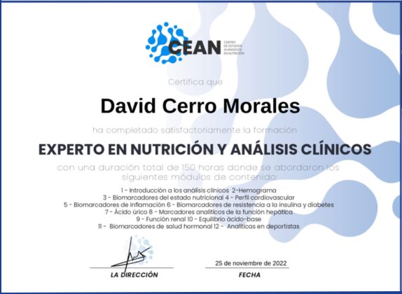 certificado nutricional
